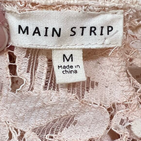 Main Strip Sleeveless Crochet Lace Knee Length Dress Nude Womens Size Medium - Picture 9 of 10